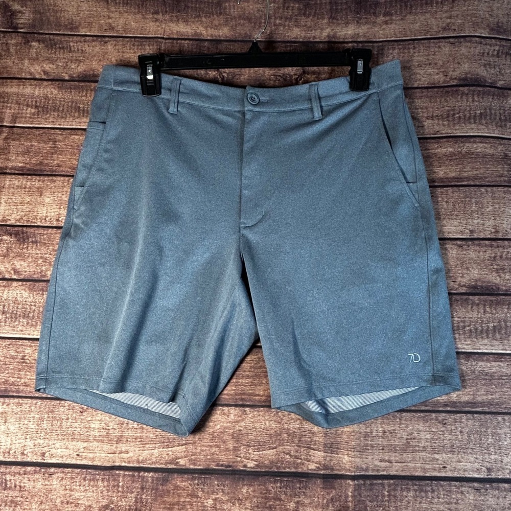 7 Diamonds A-Game Performance Shorts Mens 36 Gray Blue Heather Golf Stretch